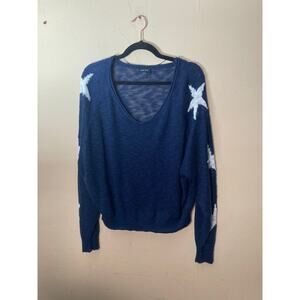 Blank Paige Lightweight Navy Sweater with Stars Size L